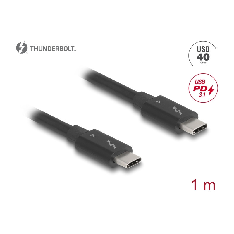 Delock Thunderbolt™ 4 Kabel 40 Gbps PD 3.1 240 W 1 m schwarz