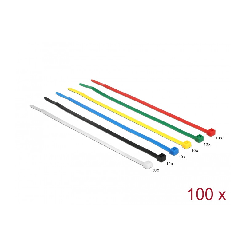 Delock Kabelbinder farbig L 200 x B 3,6 mm 100 Stück