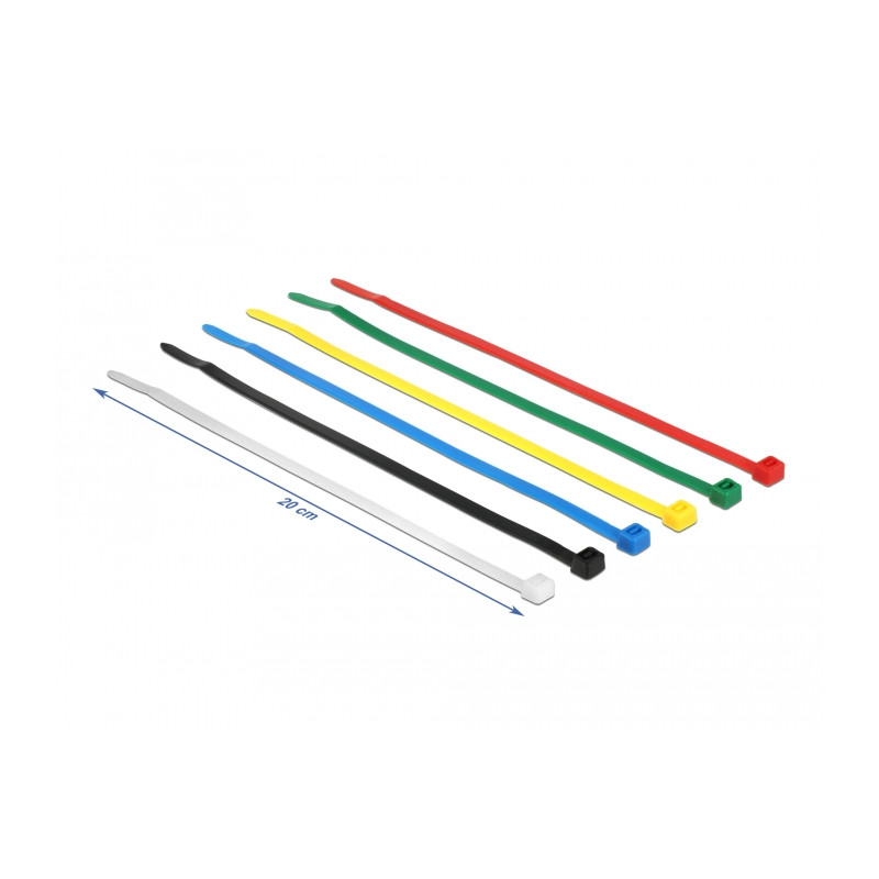 Delock Kabelbinder farbig L 200 x B 3,6 mm 100 Stück