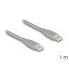 Delock USB-C™ Kabel USB 2.0 mit Metallmantel USB Type-C™ Stecker zu Stecker PD 3.0 60 W 1 m silber
