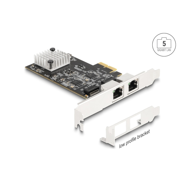 Delock PCI Express x2 Netzwerkkarte 5 Gigabit LAN 2 x RJ45 RTL8126