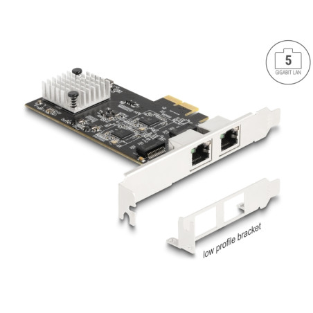 Delock PCI Express x2 Netzwerkkarte 5 Gigabit LAN 2 x RJ45 RTL8126