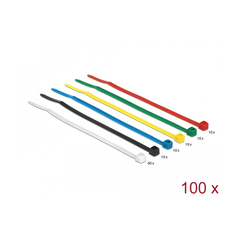 Delock Kabelbinder farbig L 100 x B 2,5 mm 100 Stück