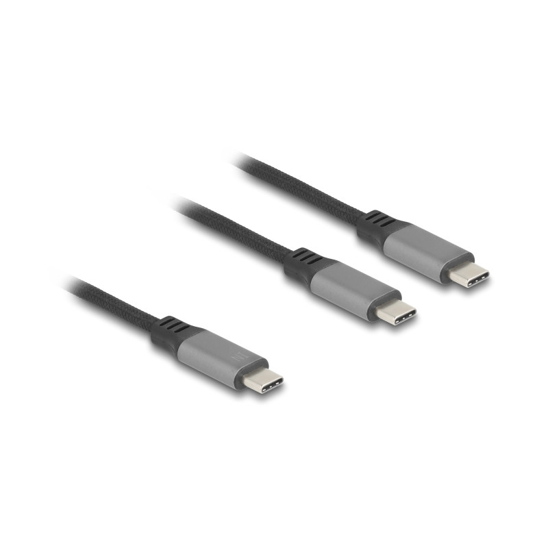 Delock USB-C™ Y-Kabel 1 x Stecker zu 2 x Stecker PD 3.0 100 W Intelligente Stromaufteilung 1,2 m