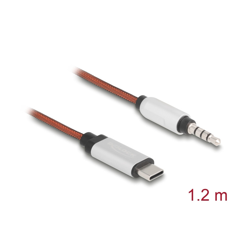 Delock AUX Kabel USB Type-C™ Stecker zu Klinkenstecker 3,5 mm 4 Pin 1,2 m