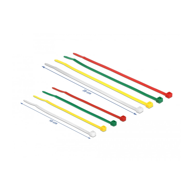 Delock Kabelbinder farbig L 100 x B 2,5 mm + L 200 x B 3,6 mm 200 Stück
