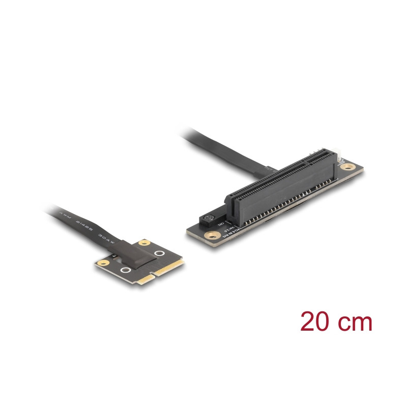 Delock Adapter Mini PCIe Stecker zu PCIe 3.0 x8 Slot 90° gewinkelt mit Kabel 20 cm