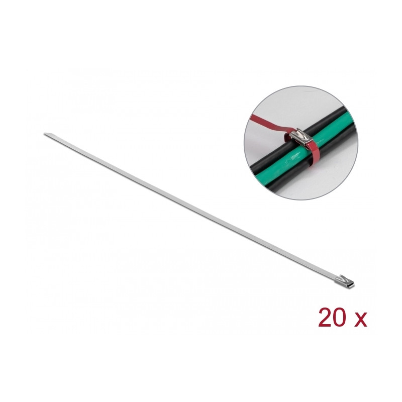 Delock Edelstahlkabelbinder L 150 x B 4,6 mm 20 Stück