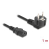 Delock Netzkabel PC Schutzkontaktstecker CEE 7/7 90° gewinkelt auf C13 Buchse, 1 m, 3 x 0,75 mm² schwarz