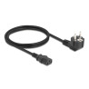 Delock Netzkabel PC Schutzkontaktstecker CEE 7/7 90° gewinkelt auf C13 Buchse, 1 m, 3 x 0,75 mm² schwarz