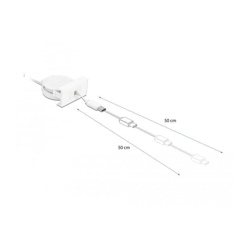 Delock Easy 45 Modul USB 2.0 Ausrollkabel USB Typ-A zu USB Type-C™ weiß