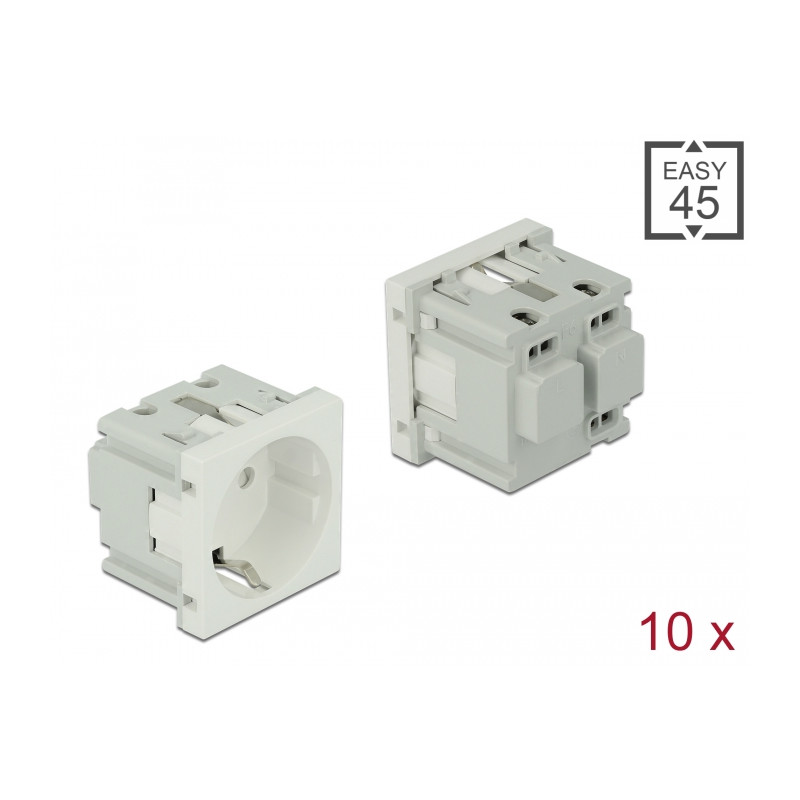 Delock Easy 45 Schutzkontakt-Steckdose 45 x 45 mm 10 Stück