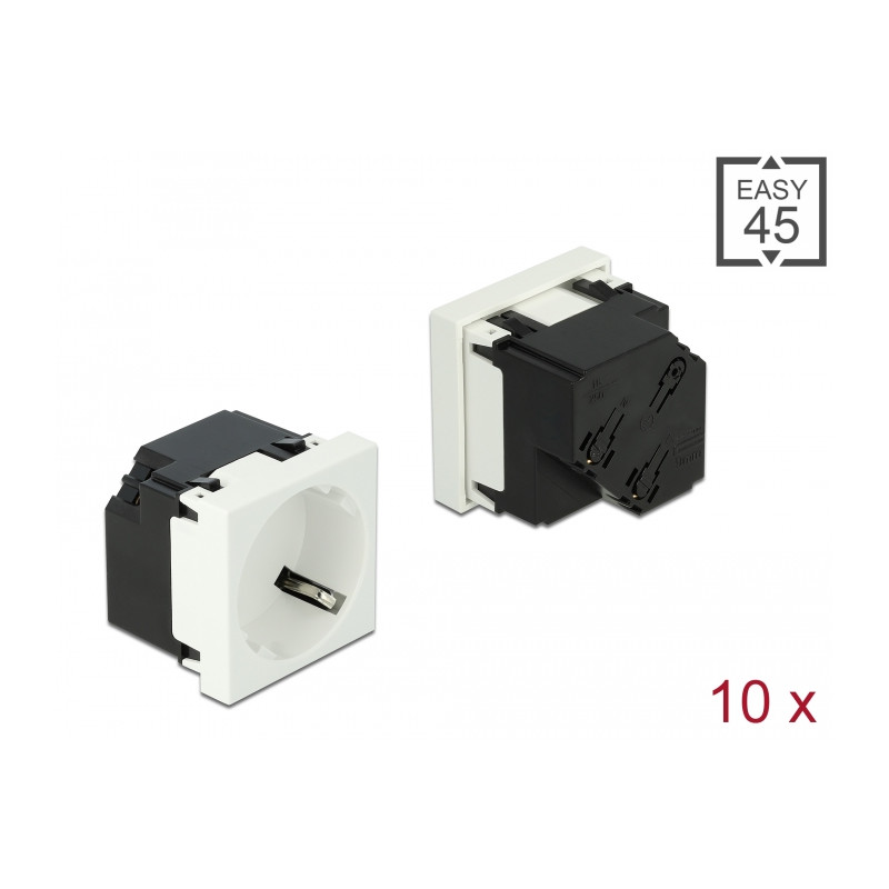 Delock Easy 45 Schutzkontakt-Steckdose 45°-Anordnung 45 x 45 mm 10 Stück