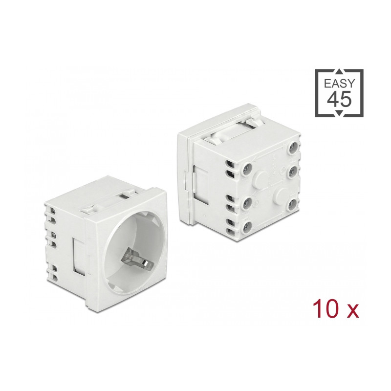 Delock Easy 45 Schutzkontakt-Steckdose 45°-Anordnung erweiterbar 45 x 45 mm 10 Stück