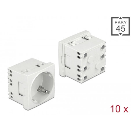 Delock Easy 45 Schutzkontakt-Steckdose 45°-Anordnung erweiterbar 45 x 45 mm 10 Stück