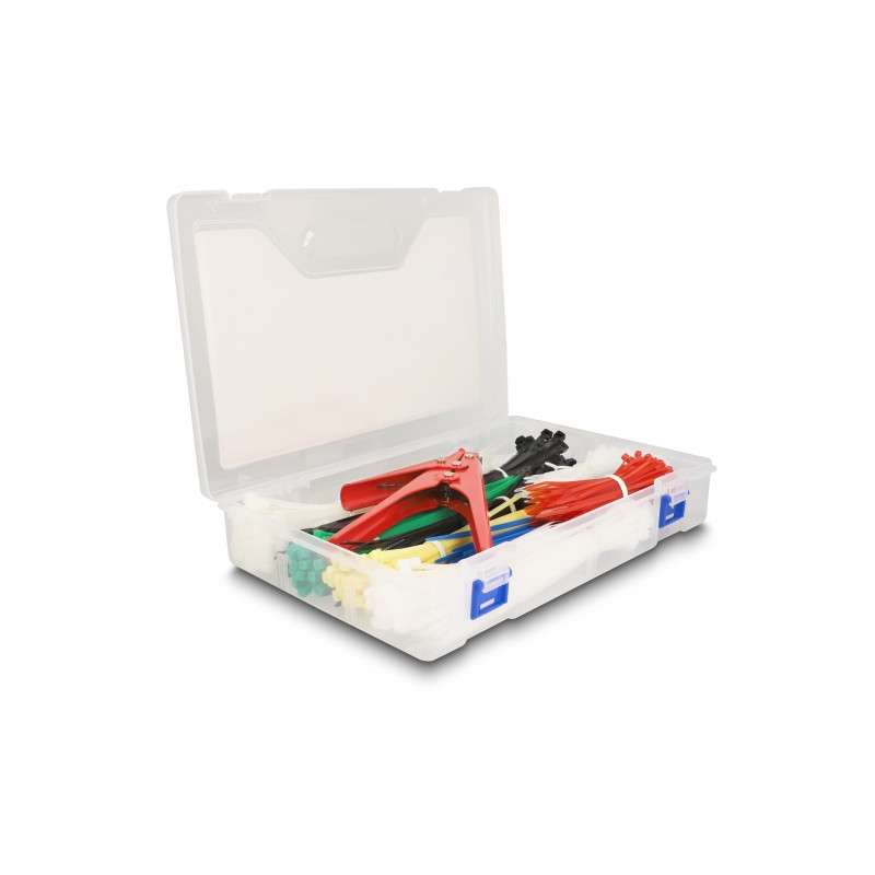 Delock Kabelbinder Sortimentsbox mit Kabelbinderzange 600-teilig farbig
