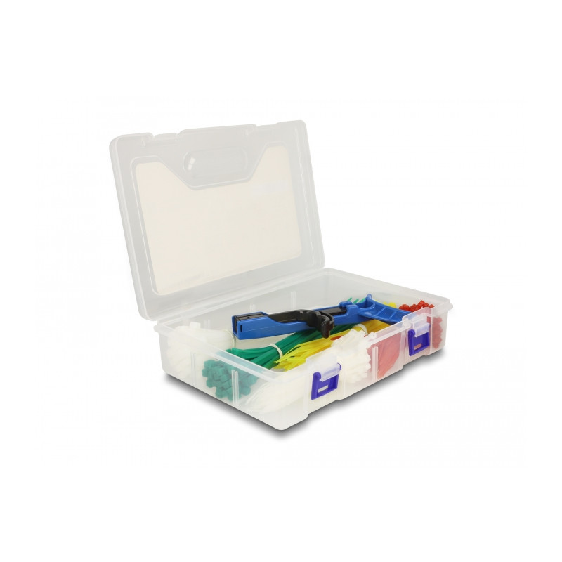 Delock Kabelbinder Sortimentsbox mit Spannwerkzeug 350-teilig farbig