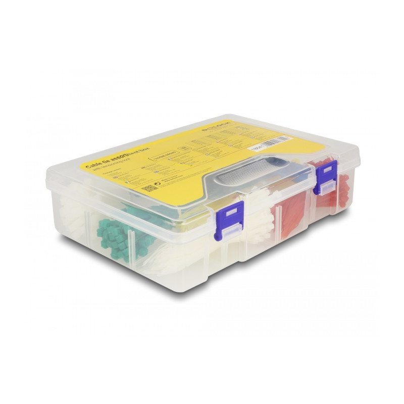 Delock Kabelbinder Sortimentsbox mit Spannwerkzeug 350-teilig farbig
