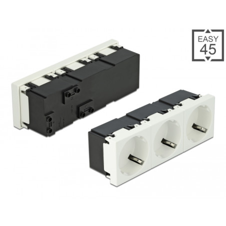 Delock Easy 45 Schutzkontakt-Steckdose 3-fach 45°-Anordnung 45 x 45 mm
