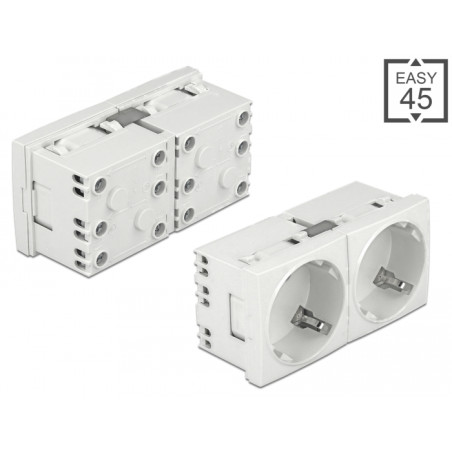 Delock Easy 45 Schutzkontakt-Steckdose 45°-Anordnung 2-fach erweiterbar 45 x 45 mm