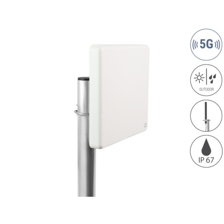 Delock 5G LTE MIMO Antenne 2 x N Buchse 2,7 - 9,0 dBi direktional Wand- und Mastmontage outdoor weiß