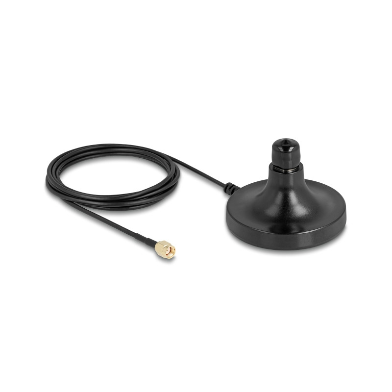 Delock Magnetischer Antennen Standfuß 1 x N Buchse zu 1 x RP-SMA Stecker ULA100 3 m outdoor schwarz