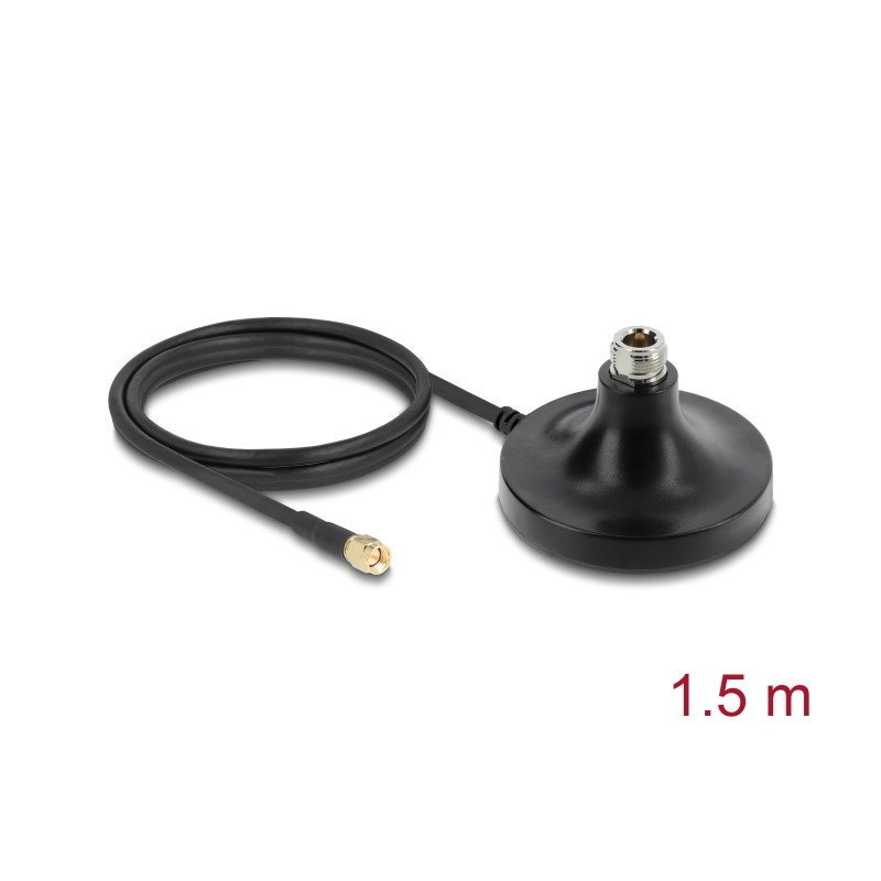 Delock Magnetischer Antennen Standfuß 1 x N Buchse zu 1 x SMA Stecker ULA100 1 m outdoor schwarz
