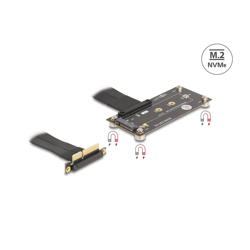 Delock Adapter PCIe 3.0 x4 Stecker 90° gewinkelt zu M.2 Key M Buchse mit Kabel 10 cm