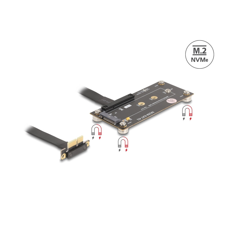 Delock Adapter PCIe 3.0 x1 Stecker 90° gewinkelt zu M.2 Key M Buchse mit Kabel 10 cm