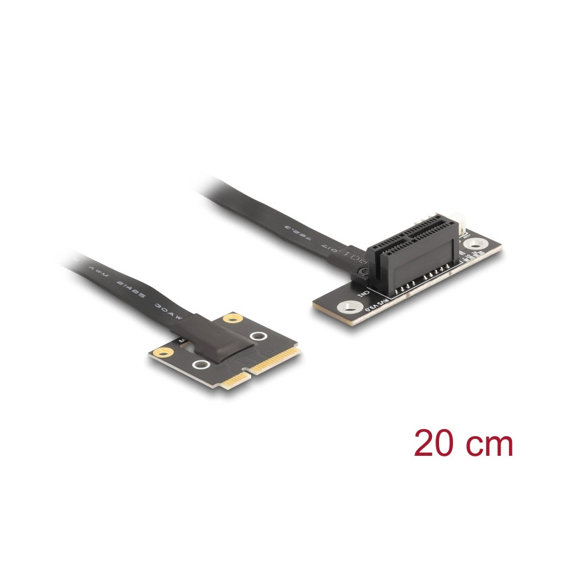 Delock Adapter Mini PCIe Stecker zu PCIe 3.0 x1 Buchse 90° gewinkelt mit Kabel 20 cm