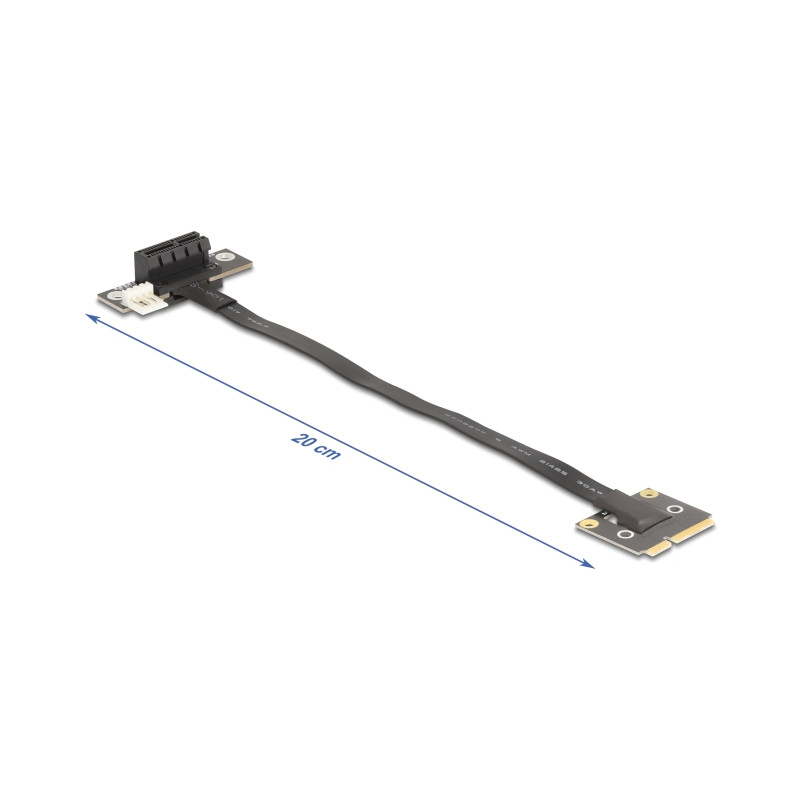 Delock Adapter Mini PCIe Stecker zu PCIe 3.0 x1 Buchse 90° gewinkelt mit Kabel 20 cm