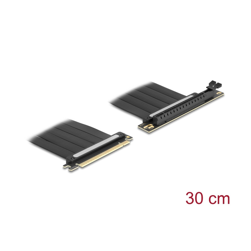Delock Riser Karte PCI Express 4.0 x16 Stecker zu x16 Slot 90° gewinkelt mit Kabel 30 cm