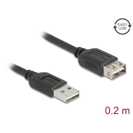 Delock USB 2.0 Verlängerungskabel EASY USB Typ-A Stecker zu EASY USB Typ-A Buchse 0,2 m