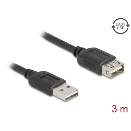 Delock USB 2.0 Verlängerungskabel EASY USB Typ-A Stecker zu EASY USB Typ-A Buchse 3 m