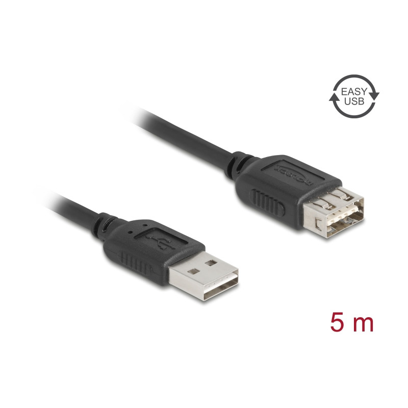 Delock USB 2.0 Verlängerungskabel EASY USB Typ-A Stecker zu EASY USB Typ-A Buchse 5 m