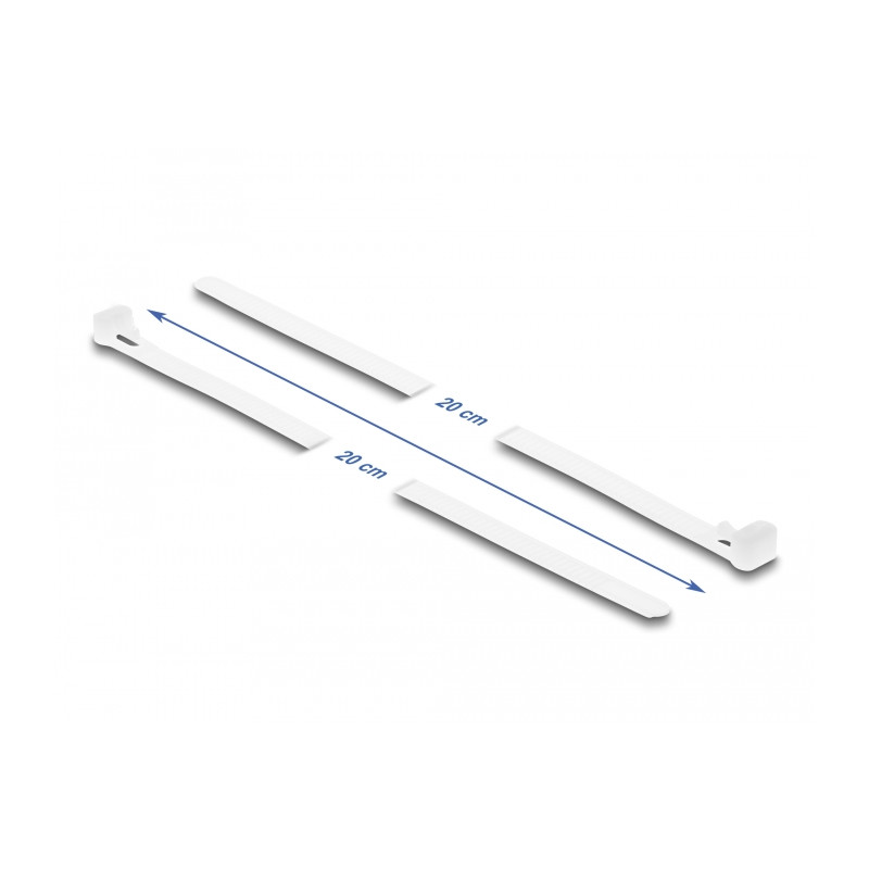 Delock Kabelbinder wiederverwendbar L 200 x B 7,2 mm 100 Stück weiß