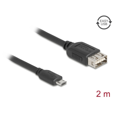 Delock USB 2.0 Kabel EASY USB Typ Micro-B Stecker zu EASY USB Typ-A Buchse 2 m