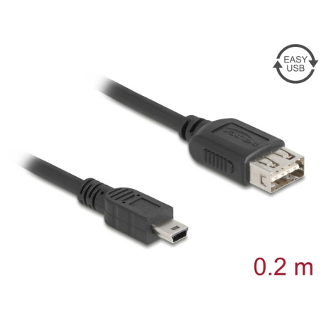 Delock USB 2.0 Kabel USB Typ Mini-B Stecker zu EASY USB Typ-A Buchse 0,2 m