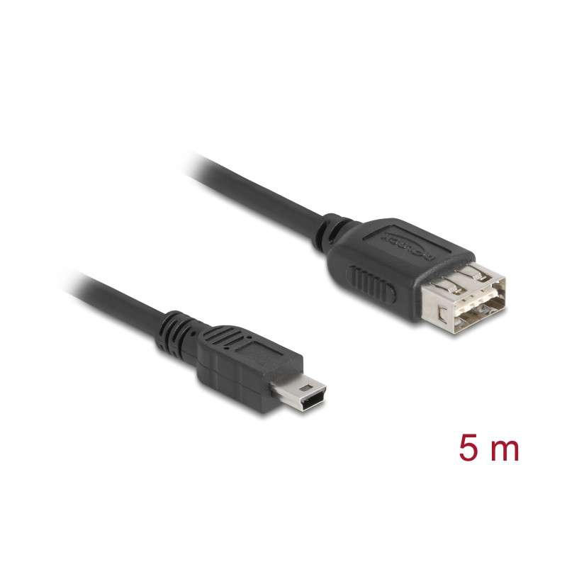 Delock USB 2.0 Kabel USB Typ Mini-B Stecker zu EASY USB Typ-A Buchse 5 m