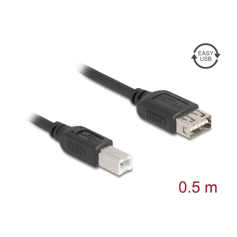 Delock USB 2.0 Kabel USB Typ-B Stecker zu EASY USB Typ-A Buchse 0,5 m