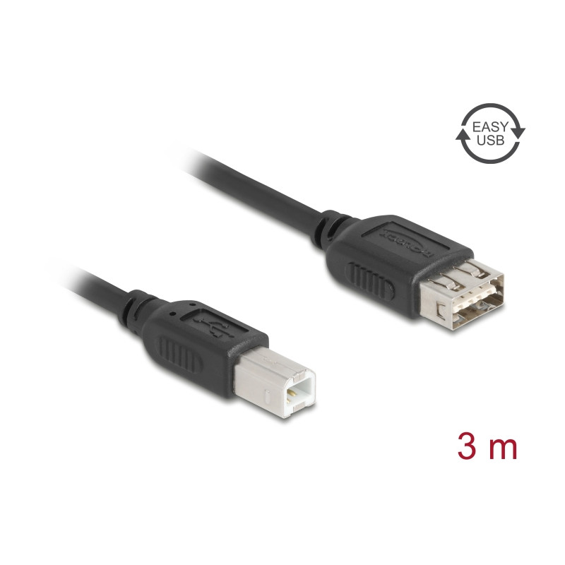 Delock USB 2.0 Kabel USB Typ-B Stecker zu EASY USB Typ-A Buchse 3 m