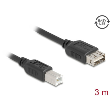 Delock USB 2.0 Kabel USB Typ-B Stecker zu EASY USB Typ-A Buchse 3 m