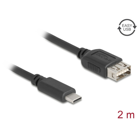 Delock USB 2.0 Kabel USB Type-C™ Stecker zu EASY USB Typ-A Buchse 2 m
