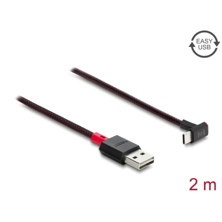 Delock EASY-USB 2.0 Kabel Typ-A Stecker zu USB Type-C™ Stecker gewinkelt oben / unten 2 m schwarz