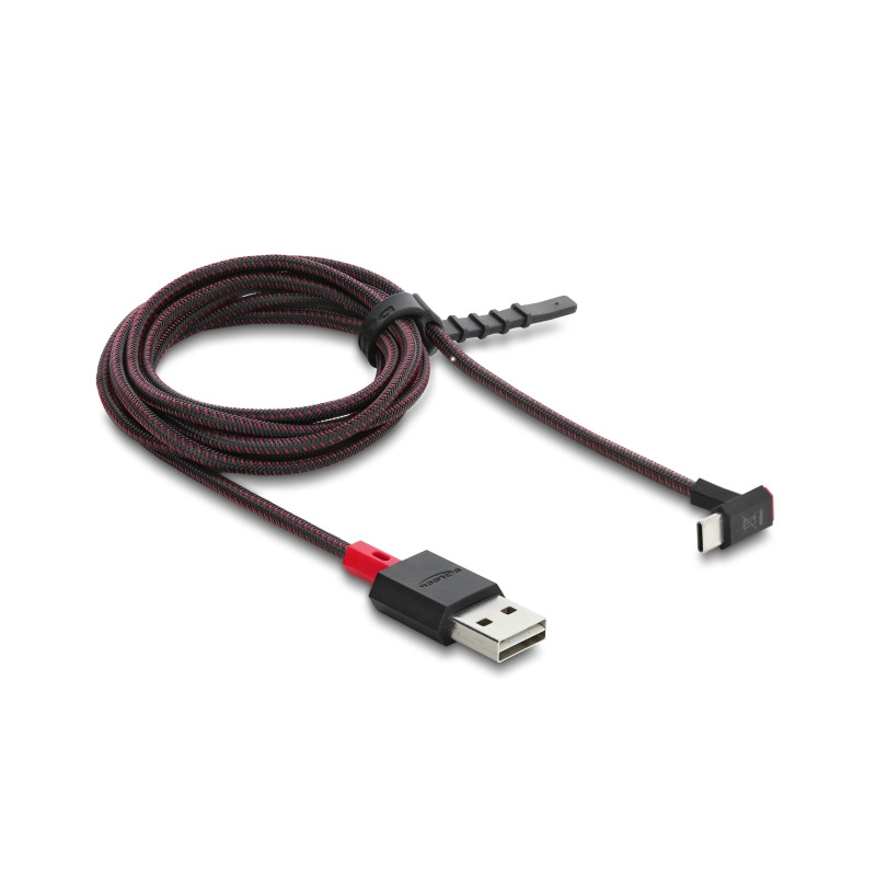 Delock EASY-USB 2.0 Kabel Typ-A Stecker zu USB Type-C™ Stecker gewinkelt oben / unten 2 m schwarz