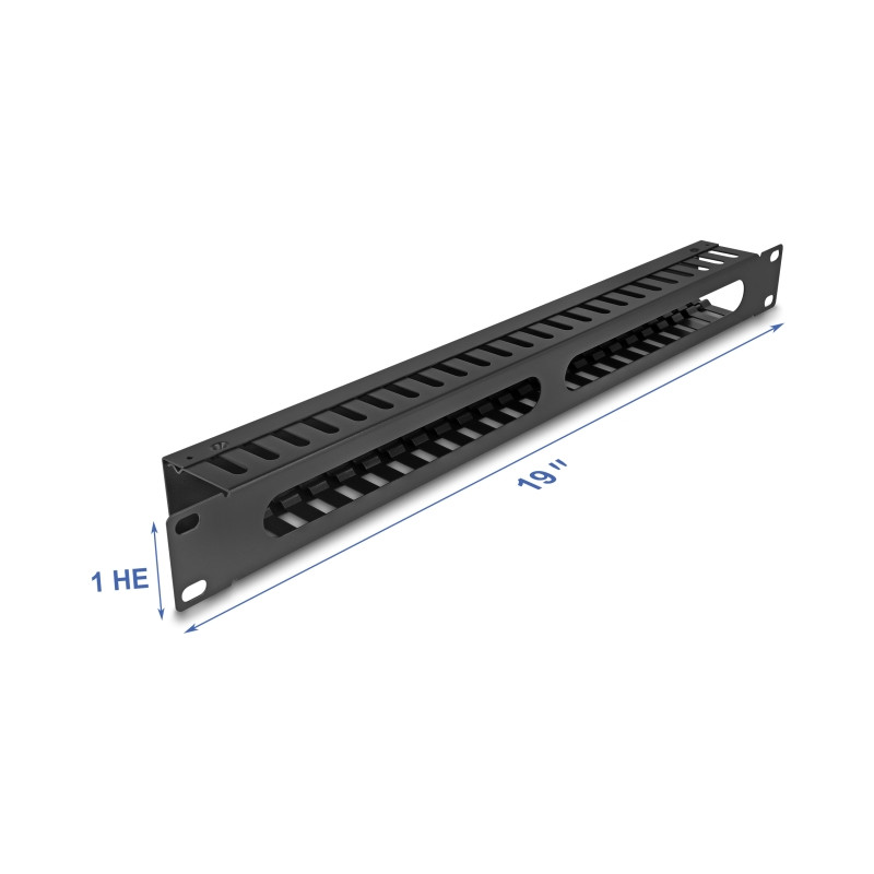 Delock 19″ 1 HE Kabelmanagement Rangierpanel mit 2 Öffnungen 1 HE Metall schwarz