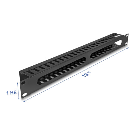 Delock 19″ 1 HE Kabelmanagement Rangierpanel mit 2 Öffnungen 1 HE Metall schwarz