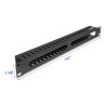 Delock 19″ 1 HE Kabelmanagement Rangierpanel mit 2 Öffnungen 1 HE Metall schwarz