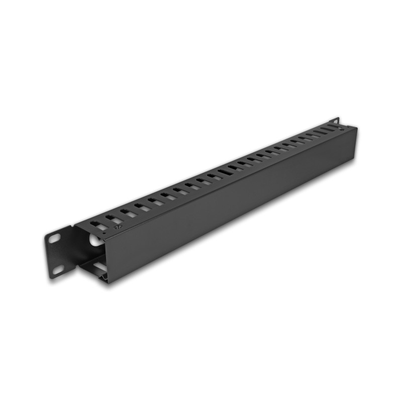 Delock 19″ 1 HE Kabelmanagement Rangierpanel mit 2 Öffnungen 1 HE Metall schwarz