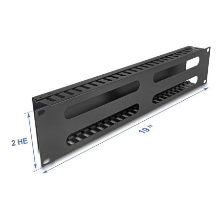 Delock 19″ 2 HE Kabelmanagement Rangierpanel mit 4 Öffnungen Metall schwarz